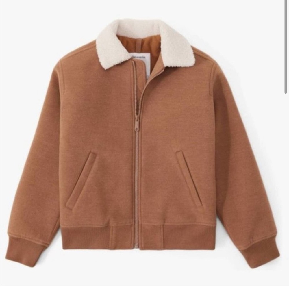 Abercrombie Kids Brown Faux Shearling Bomber Jacket